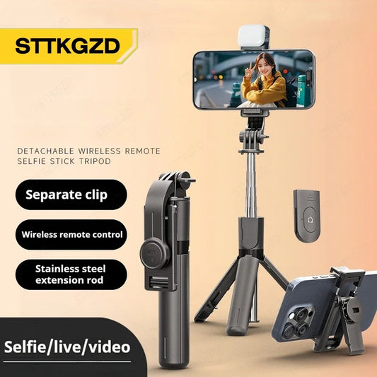 Portable Mini Selfie Stick Tripod With Fill Light Stand Phone Holder Extendable Wireless Bluetooth Remote For Live Broadcast