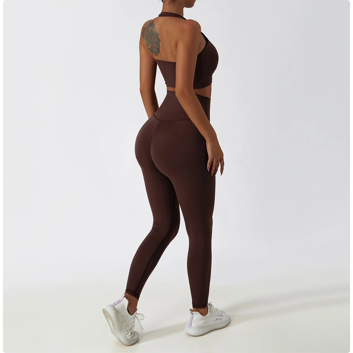 2 PCS Sportswear Women Yoga Set Gym Clothes Athletic Wear Yoga Suits Fitness Set Tracksuits Sports Bra Long Sleeve Gym Leggings