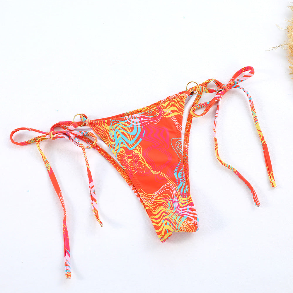 2024 New Sexy Bikini Sets Women Swimwear Printed Halter Lace-Up Thong Swimsuit Women's Bathing Suit biquinis Beachwear