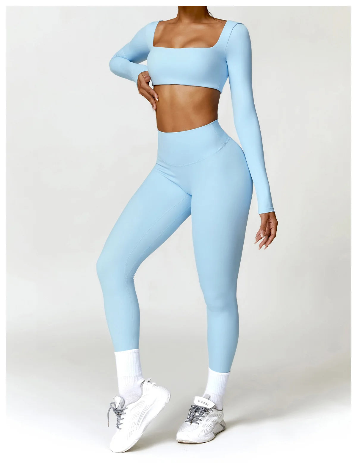 New Long sleeve Shirt Sports Set Women Fitness Tights Yoga Set Crop Top Running High Waist Gym Set Womens Outfits Yoga Clothing