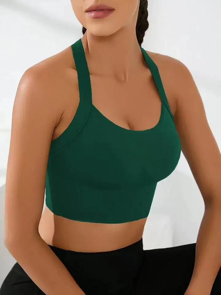 Sports and beautiful back bra set, cross-back sports bra, no chest pad, adjustable size, and can be worn inside normally.