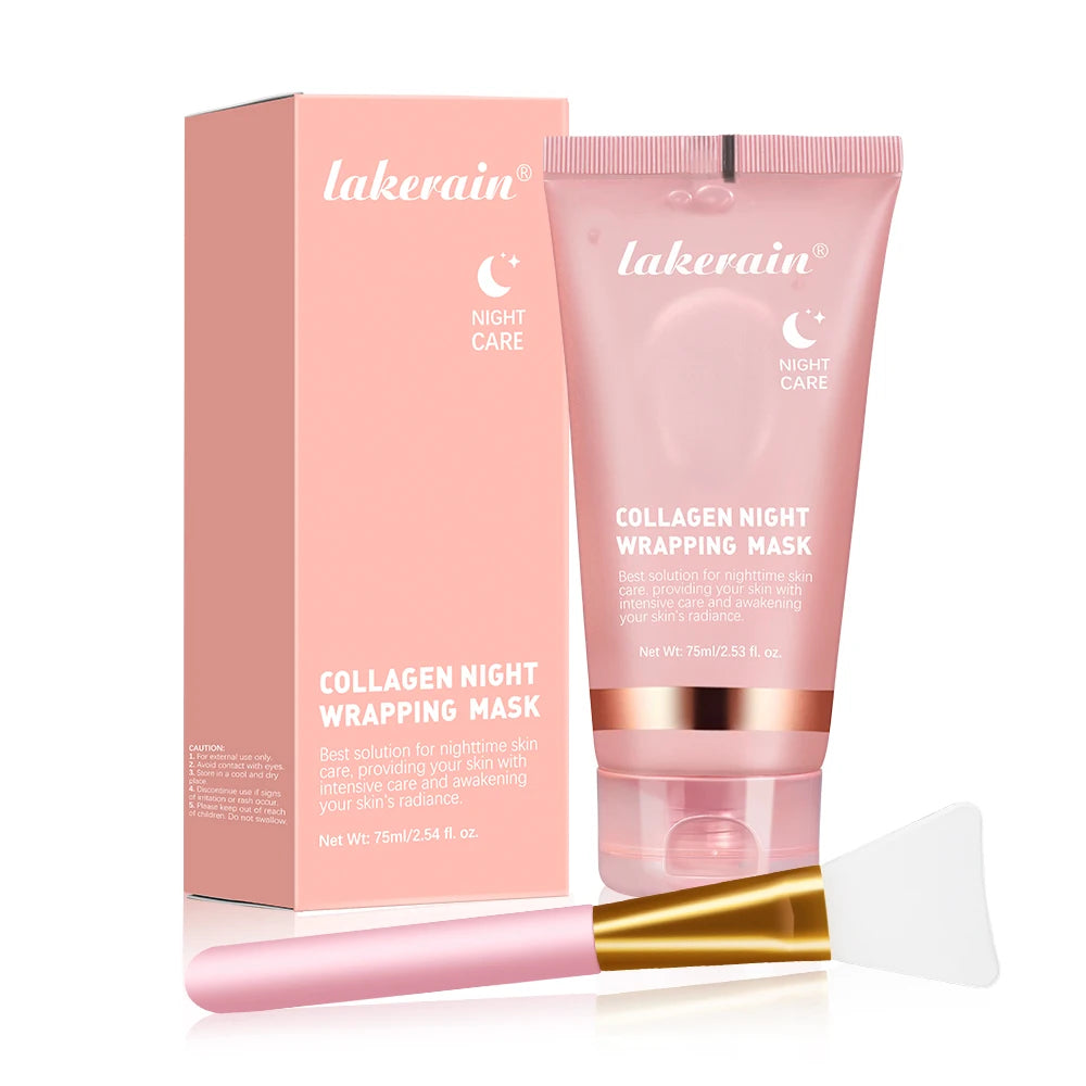 Collagen Wrapping Mask And Brush Set Rejuvenation Moisturize Brightening Korean Face Mask Make Glowy Skin