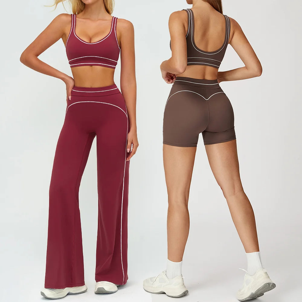 Yoga Set 2 Pieces Women Tracksuit Workout Outfits Fitness Sportswear Gym Clothes High Waist Leggings Sports Bra