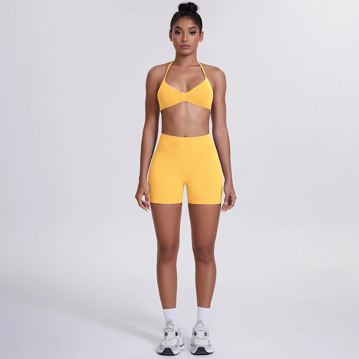 2 Pieces Yoga Set Sexy Backless Women Bra Summer Workout Gym Clothing High Waist Hip Push Up Breathable Fitness Shorts Yoga Set