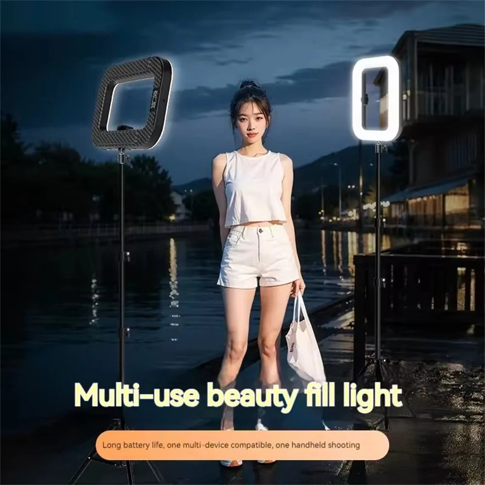 FANGTUOSI New Handheld Ring LED Rechargeable Fill light Portable Mobile Phone Live Photography Desktop Rabbit Cage Selfie Light