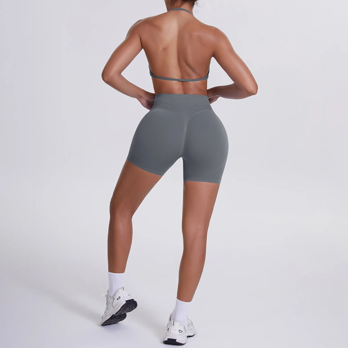 2 Pieces Yoga Set Sexy Backless Women Bra Summer Workout Gym Clothing High Waist Hip Push Up Breathable Fitness Shorts Yoga Set