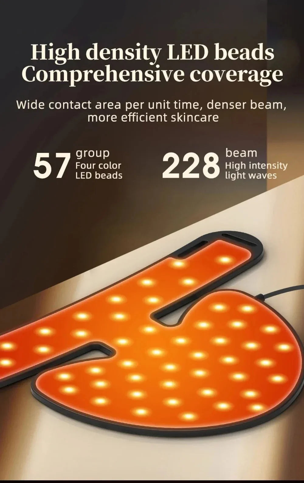 LED Neck Beauty Device Photon Mask With 4 Color Light Waves