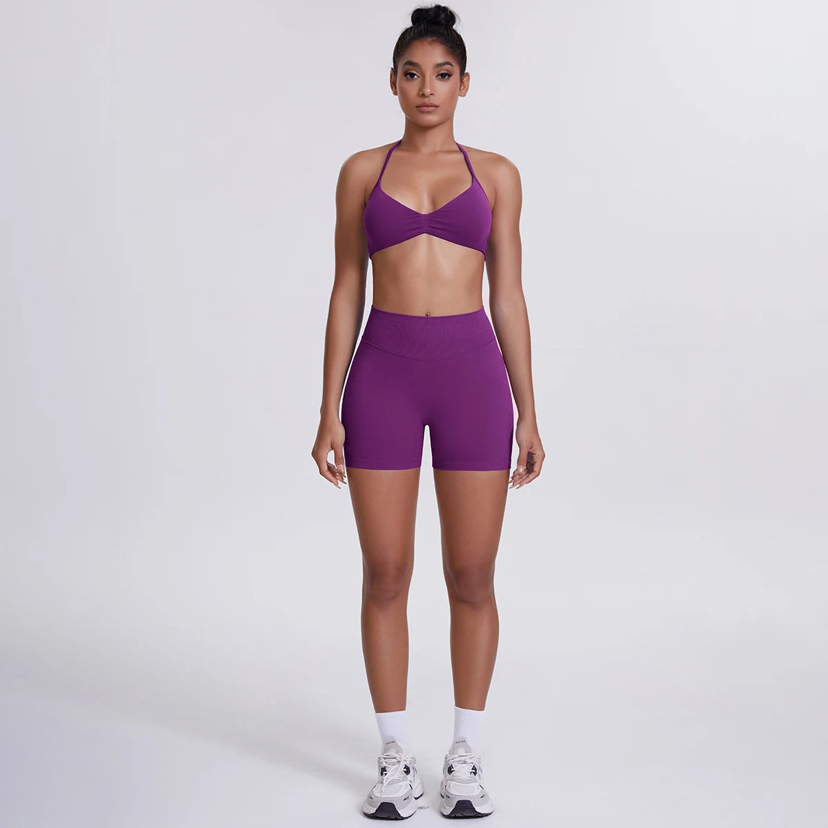 2 Pieces Yoga Set Sexy Backless Women Bra Summer Workout Gym Clothing High Waist Hip Push Up Breathable Fitness Shorts Yoga Set