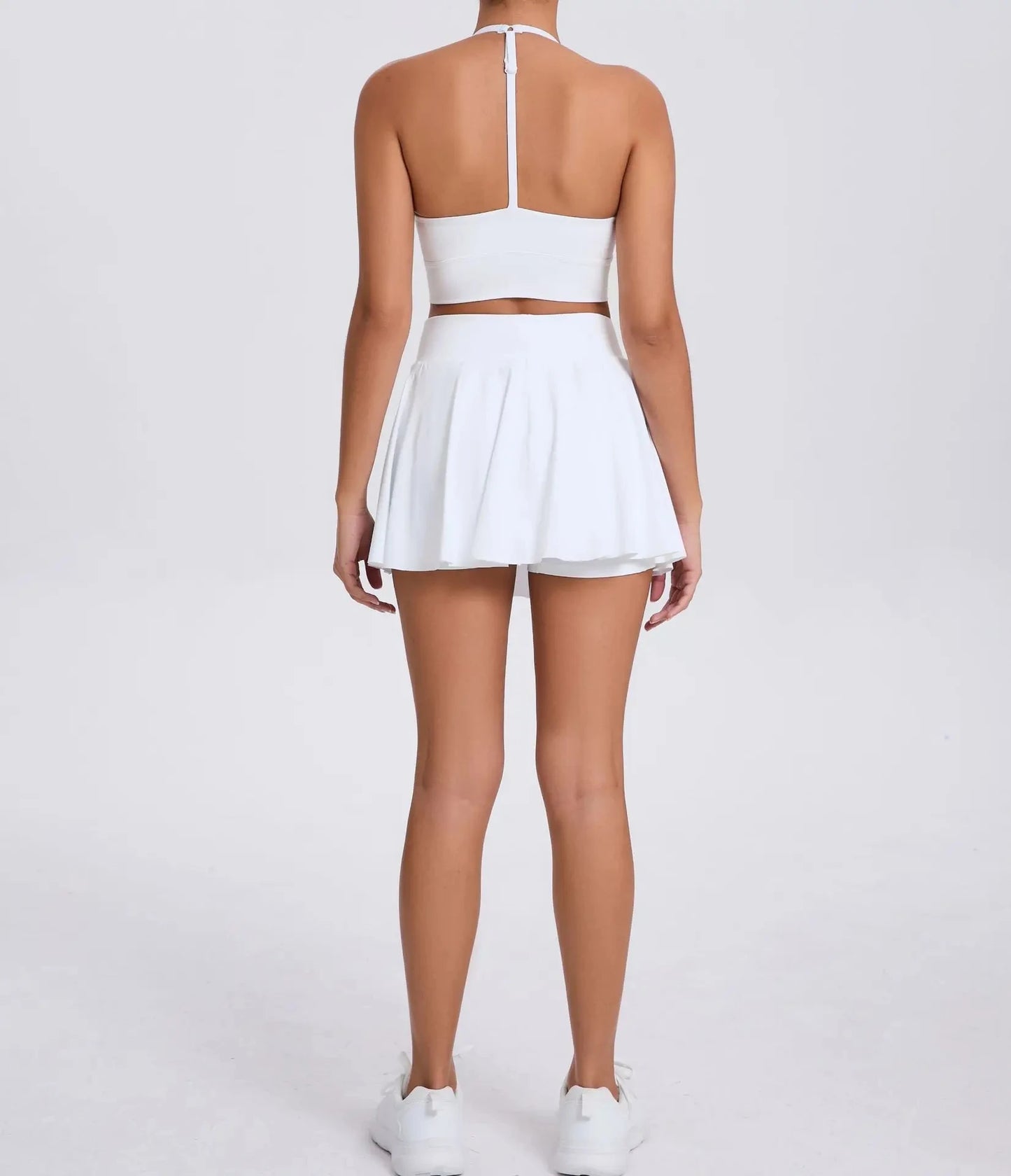 Yoga Set Casual Outdoor Bra Tennis Short Skirt Anti-light Running Pocket Fitness Suit Breathable Yoga Tank Top Tennis Suit Set