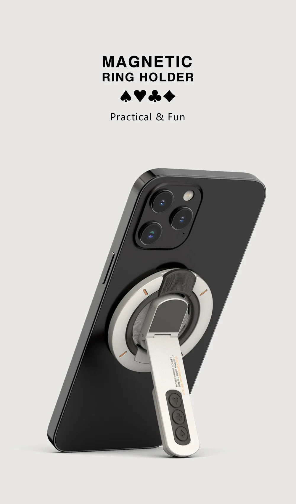 3-in-1 Magnetic Finger Ring Holder Rotate Double-Sided Magnetic Phone Stand for iPhone 17 16 15 14 13 12 MagSafe