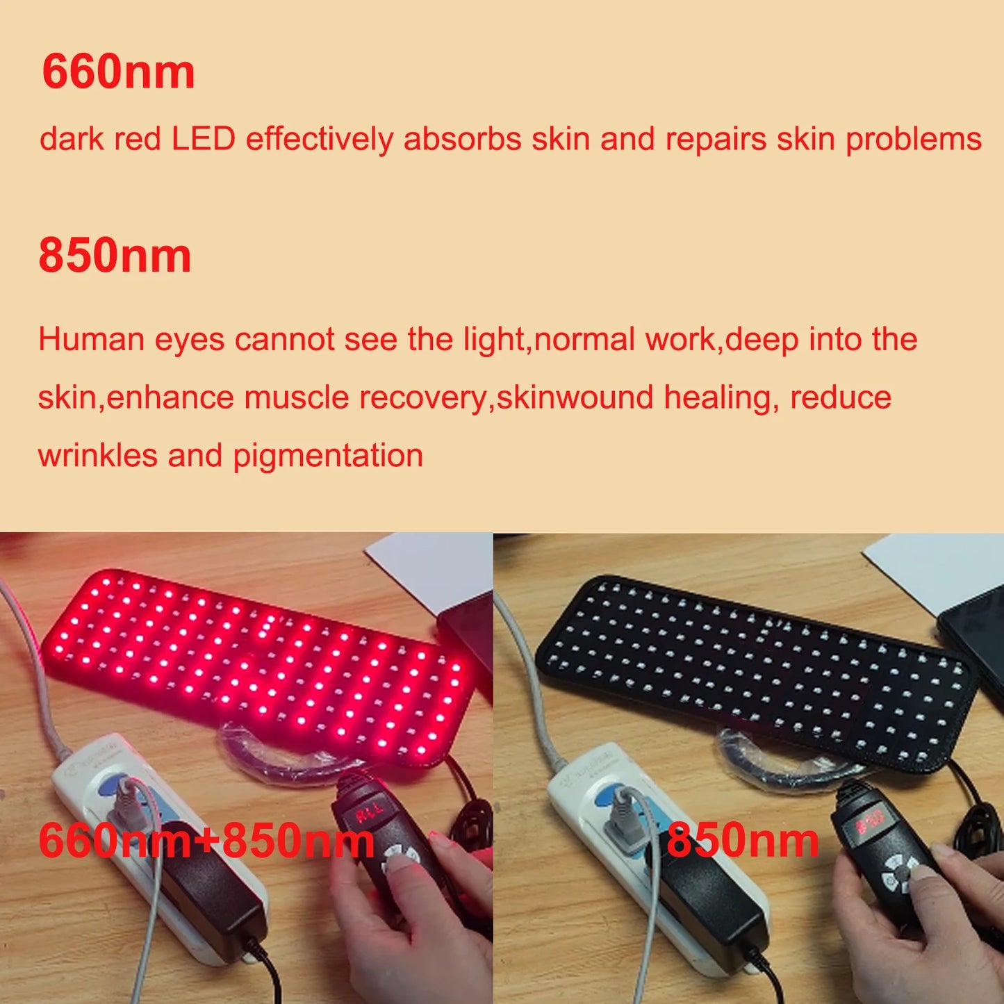 660nm 850nm Near Infrared Light Panel Red Light Lamp With Timer Face and Body Home Use Relief Pain Device with Adjustable Stand