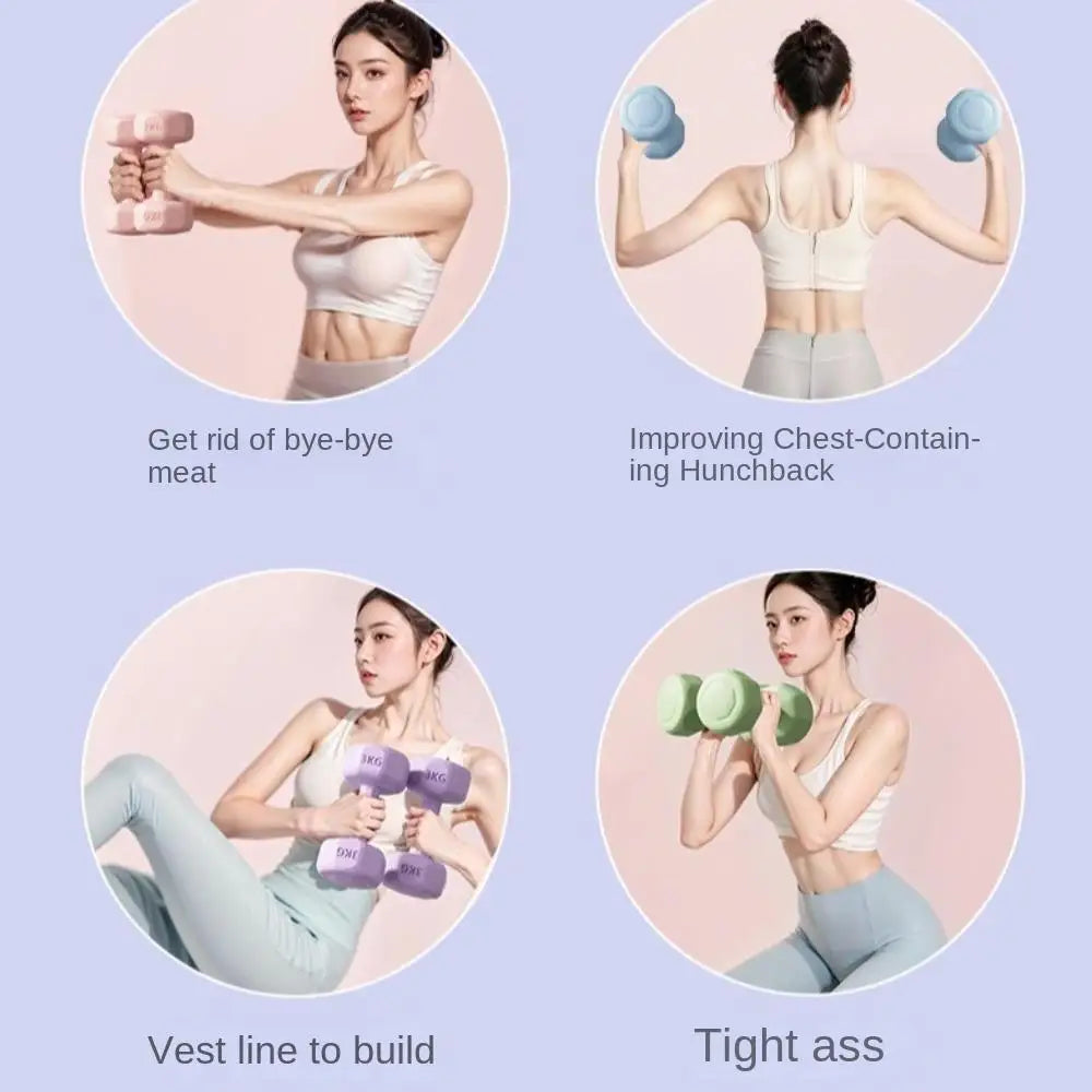 1PC High Quality 1kg Fitness Dumbbell Set PVC Waterproof Non-Slip Anti-Roll Kettlebell Small Dumbbell Women's Fitness