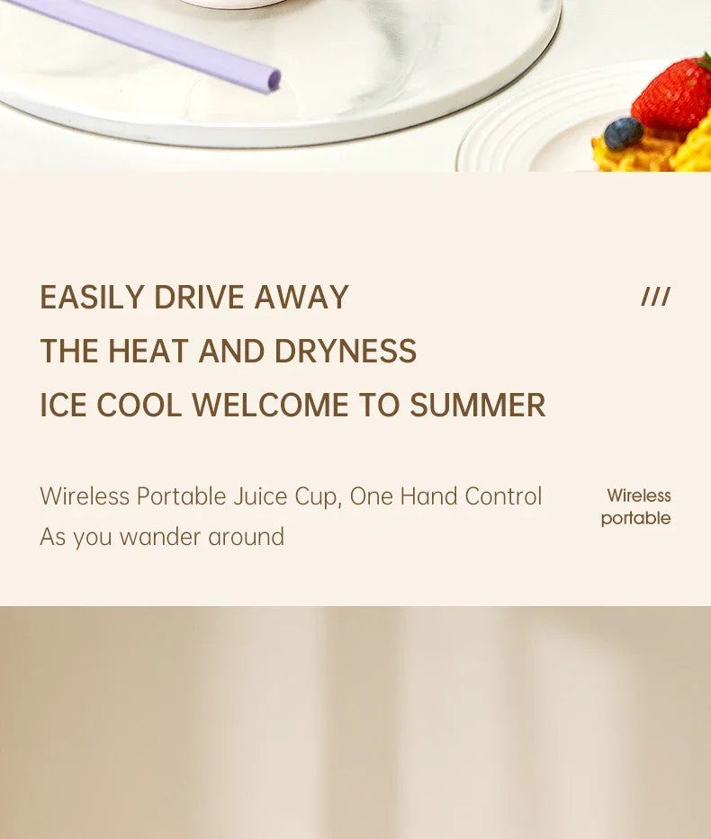 Portable Multi-function USB Wireless Juicer 12-blade Head Fast Juice Extraction 2600mAh Capacity Indoor and Outdoor Mixing Cup