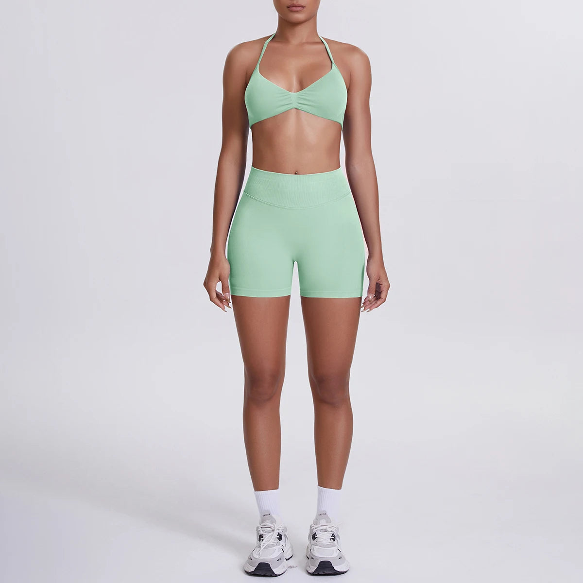 2 Pieces Yoga Set Sexy Backless Women Bra Summer Workout Gym Clothing High Waist Hip Push Up Breathable Fitness Shorts Yoga Set