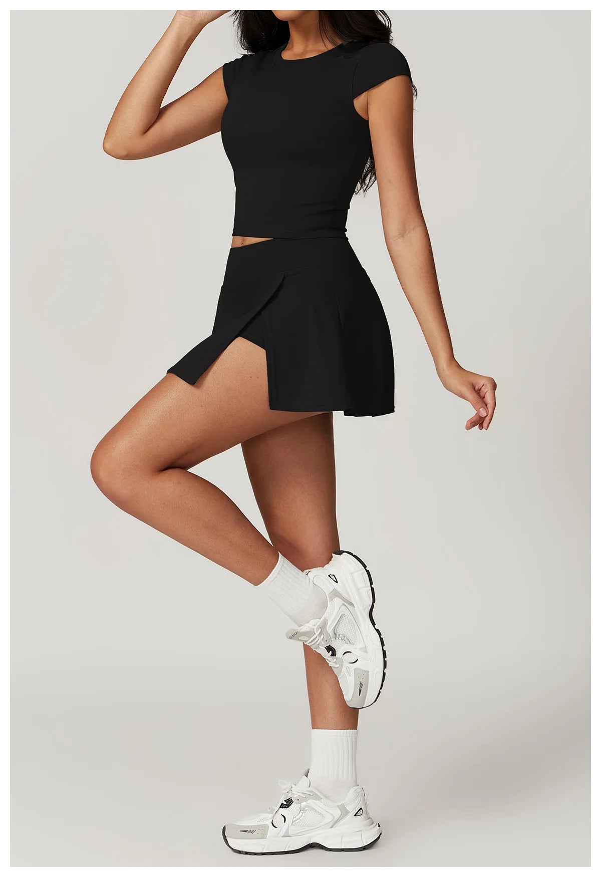 Tight Tennis Skirt Set Yoga Clothing Anti-Shine Bottom Pants Set Quick Dry High Waisted Hip Lifting Running Fitness Exercise Set