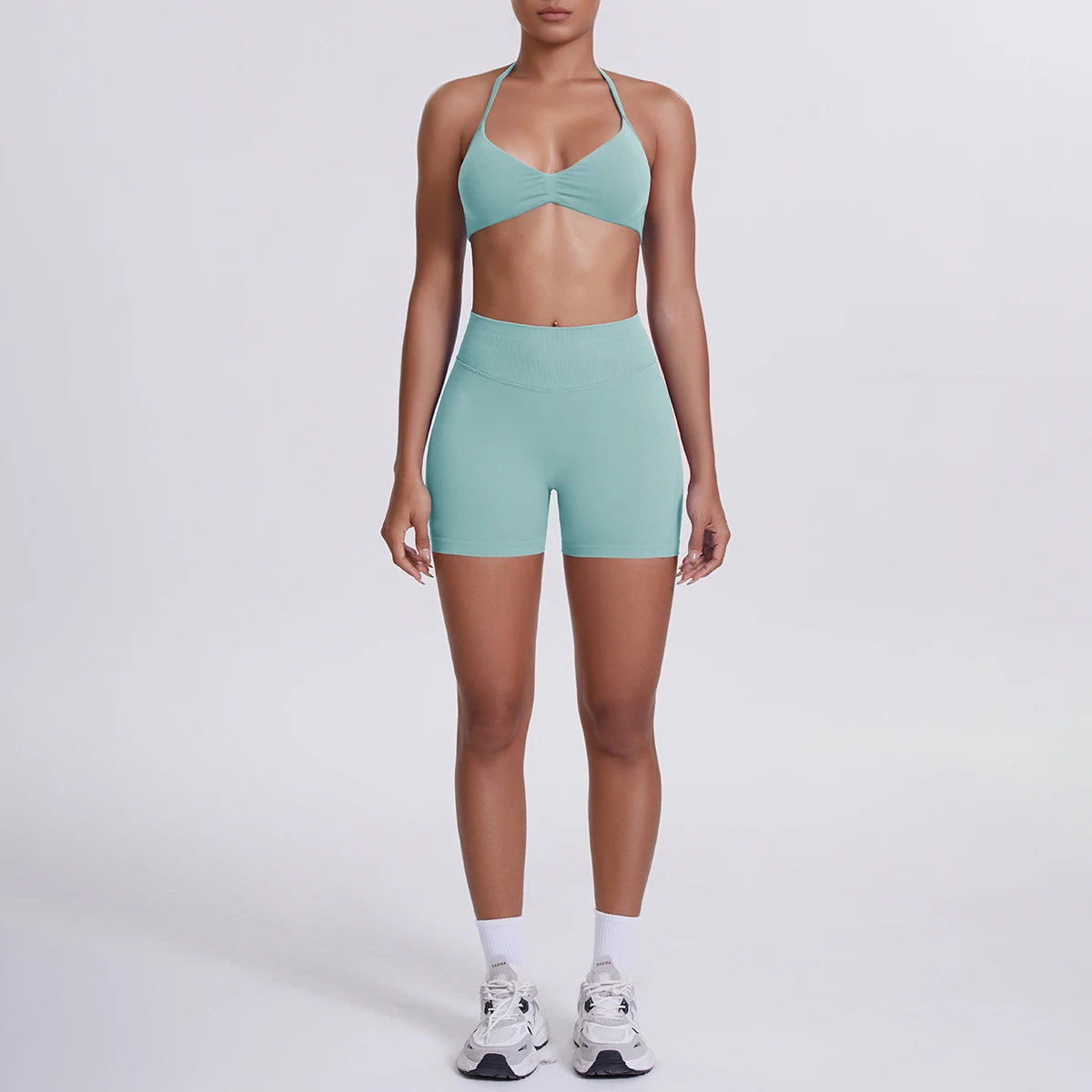 2 Pieces Yoga Set Sexy Backless Women Bra Summer Workout Gym Clothing High Waist Hip Push Up Breathable Fitness Shorts Yoga Set