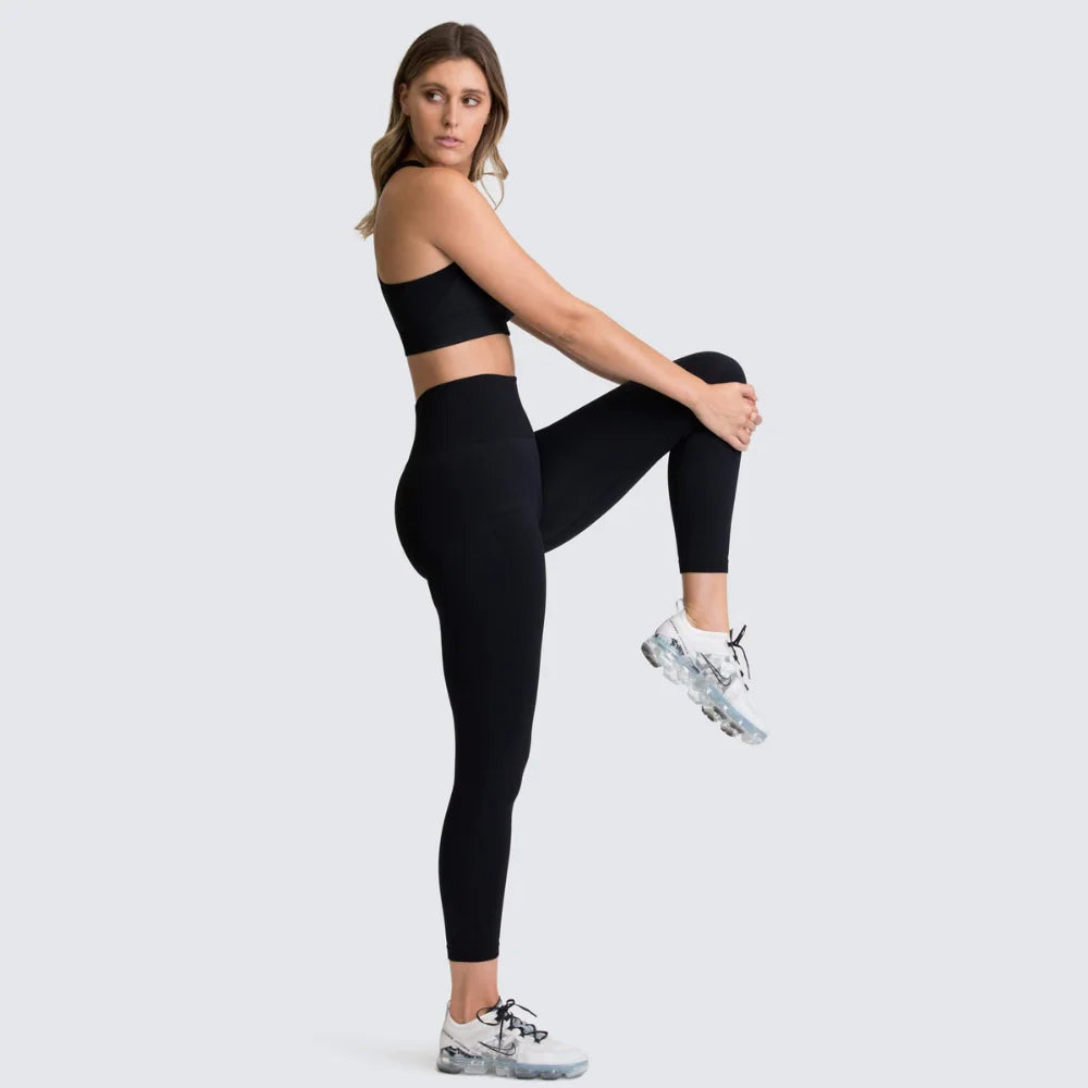 Women's Seamless Yoga Set Fitness Crop Top & Tummy Control High Waist Leggings with Built-in Bra Workout