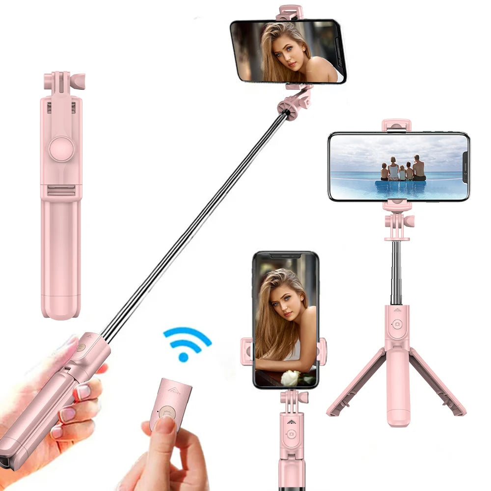 Wireless Selfie Stick Tripod Stand with Detachable Remote for iPhone Mobile Phone Video Live Streaming