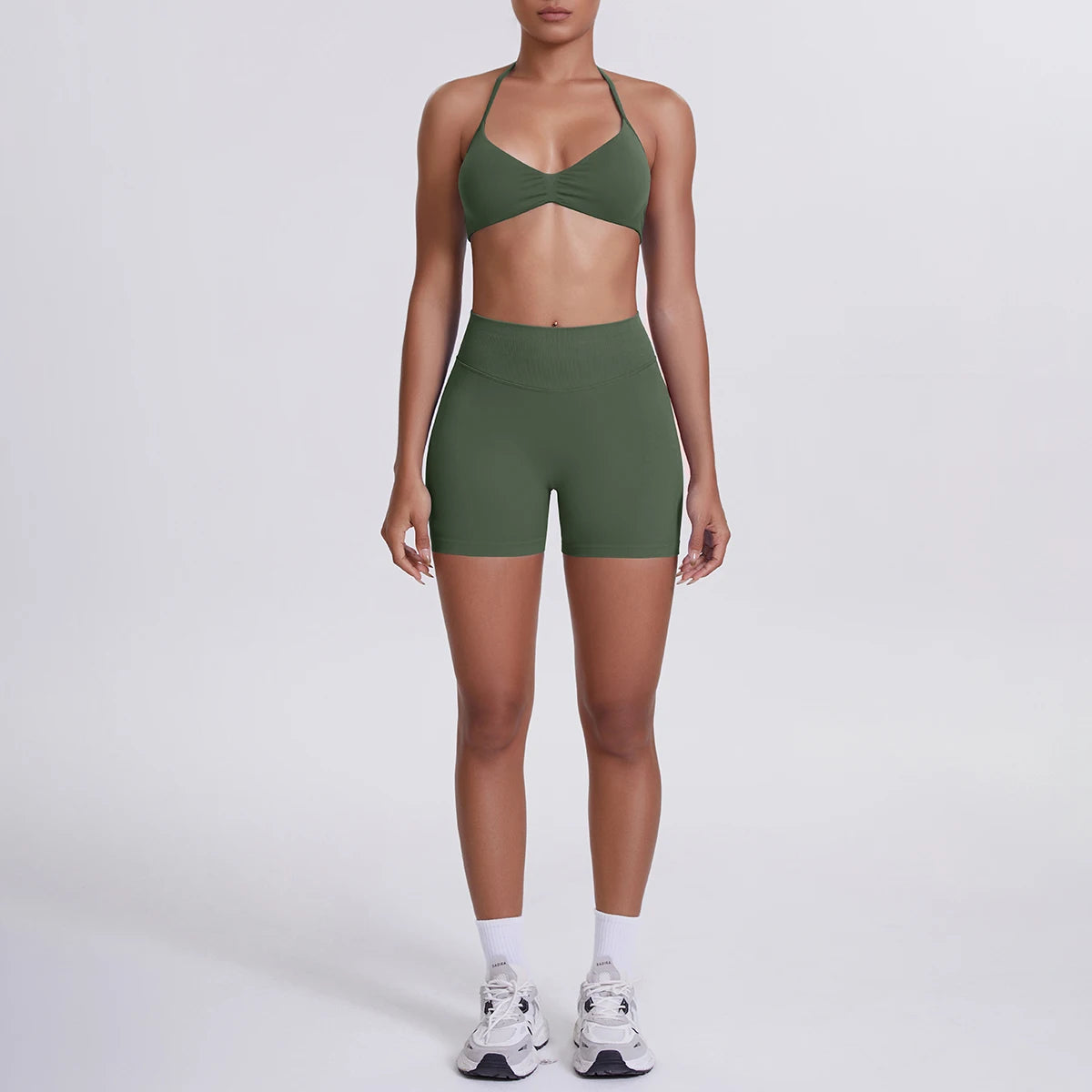 2 Pieces Yoga Set Sexy Backless Women Bra Summer Workout Gym Clothing High Waist Hip Push Up Breathable Fitness Shorts Yoga Set