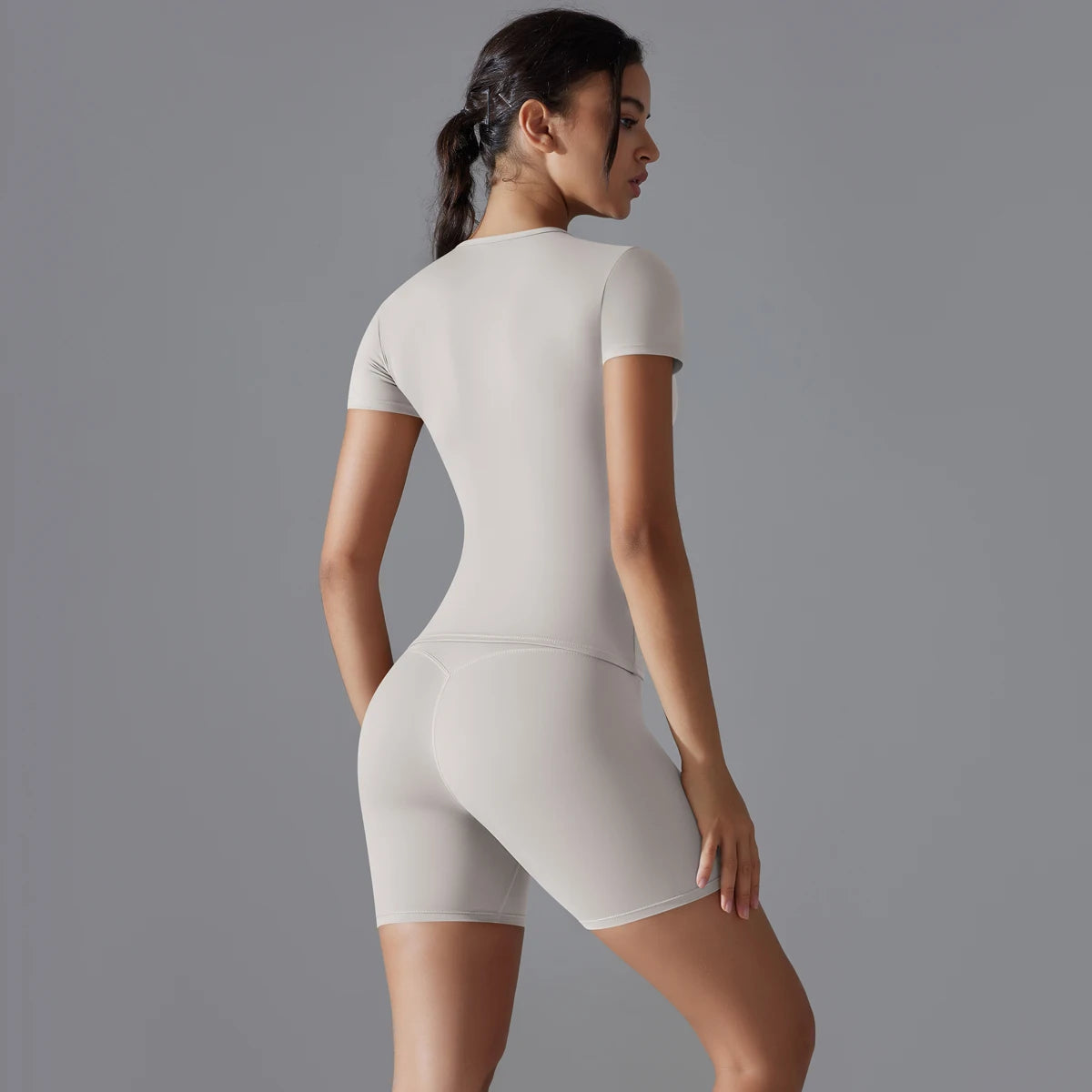 Yoga Set Women Sports Short Sleeve Top With High Waist Leggings Running Jogging Workout Workout Clothes Sports Fitness Gym Sets