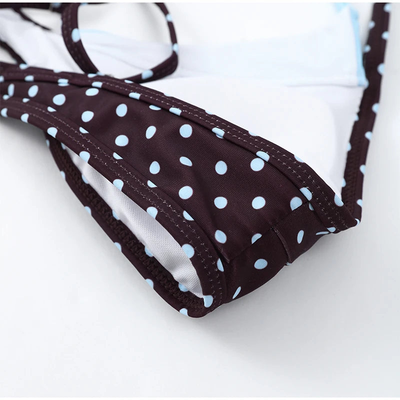 Polka Dot Bikini 2 Piece Set Women Sexy Sleeveless Lace Up Cropped Sling Vest Suit 2026 Lady Summer Chic Holiday Beach Swimsuit