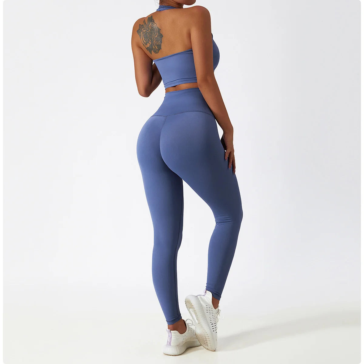 2 PCS Sportswear Women Yoga Set Gym Clothes Athletic Wear Yoga Suits Fitness Set Tracksuits Sports Bra Long Sleeve Gym Leggings