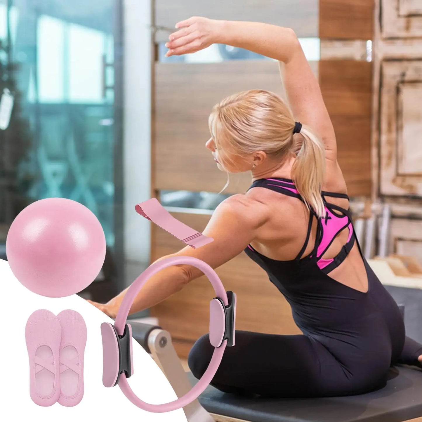 Pilates Ball and Ring Set Fitness Pilates Equipment Set Portable Resistance Band Exercise Workout Tool For Postpartum Pregnancy