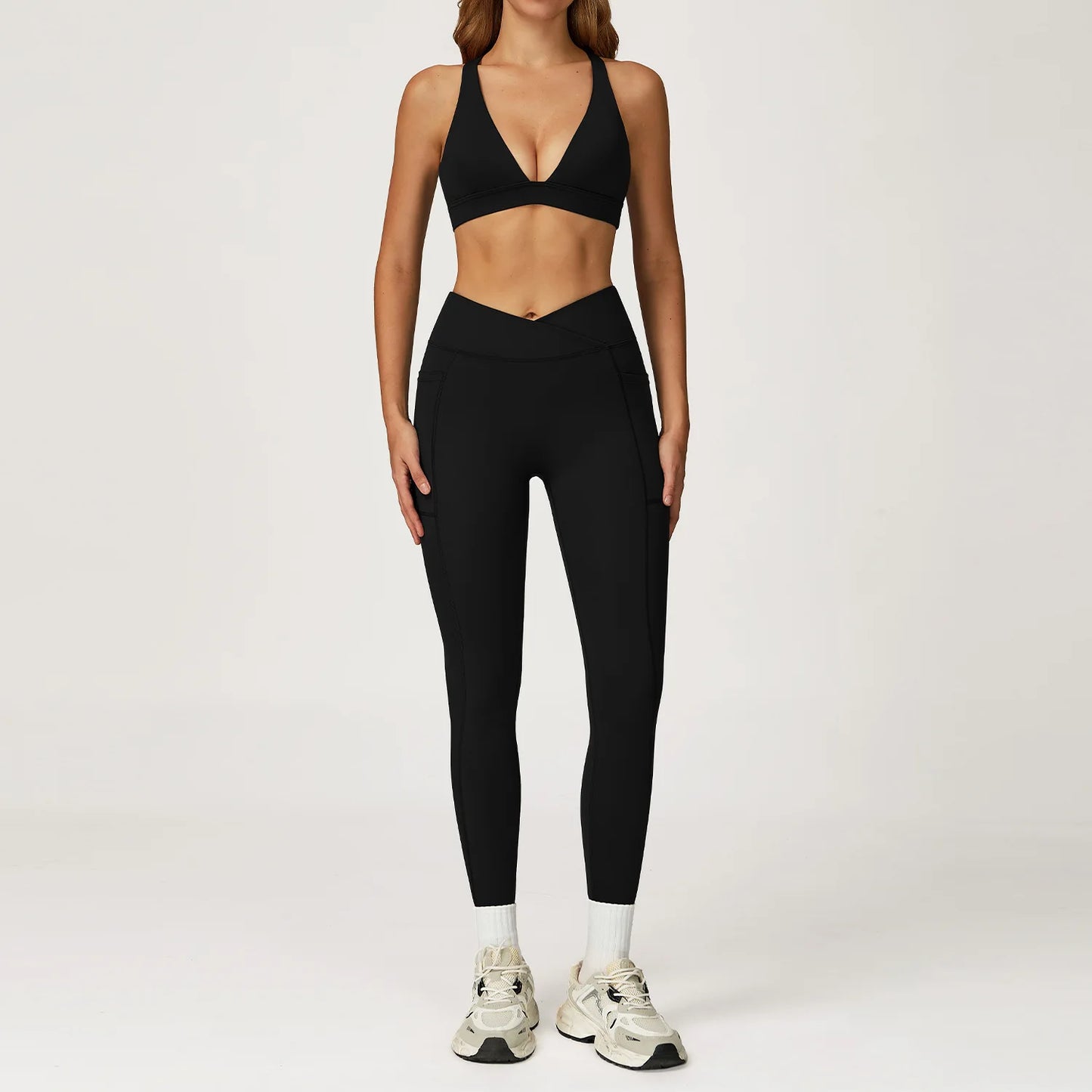 Yoga Set 2 Pieces Workout Outfits Women Clothes Fitness Sportswear Gym Tracksuit High Waist Leggings Sports Bra Athletic Wear