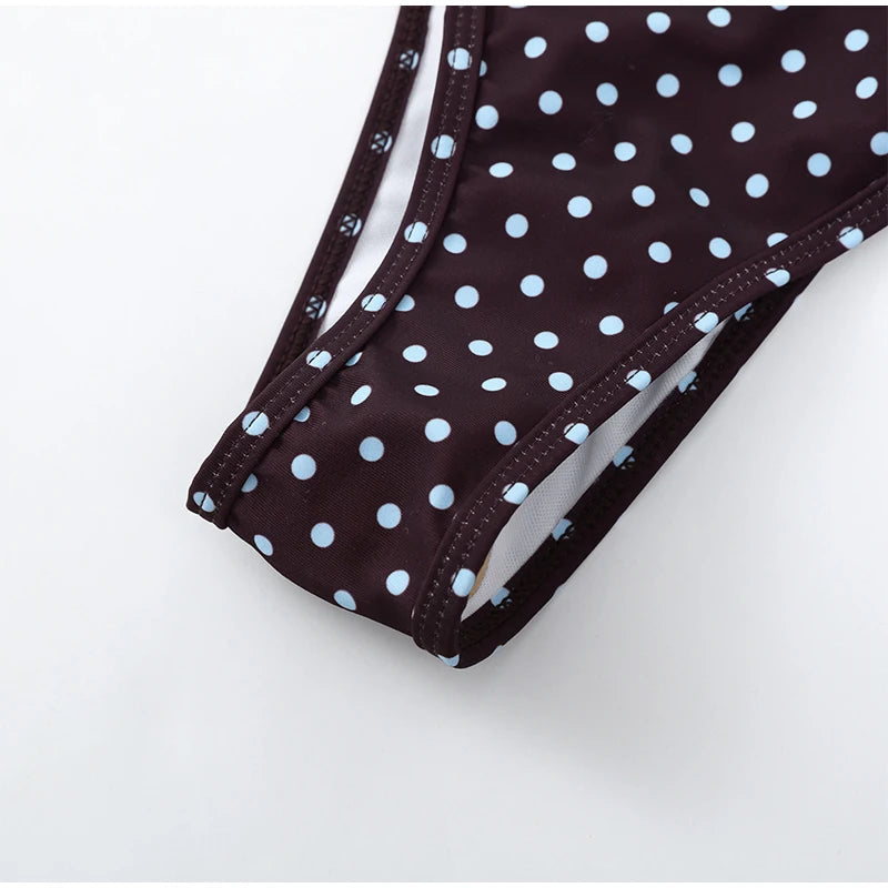 Polka Dot Bikini 2 Piece Set Women Sexy Sleeveless Lace Up Cropped Sling Vest Suit 2026 Lady Summer Chic Holiday Beach Swimsuit