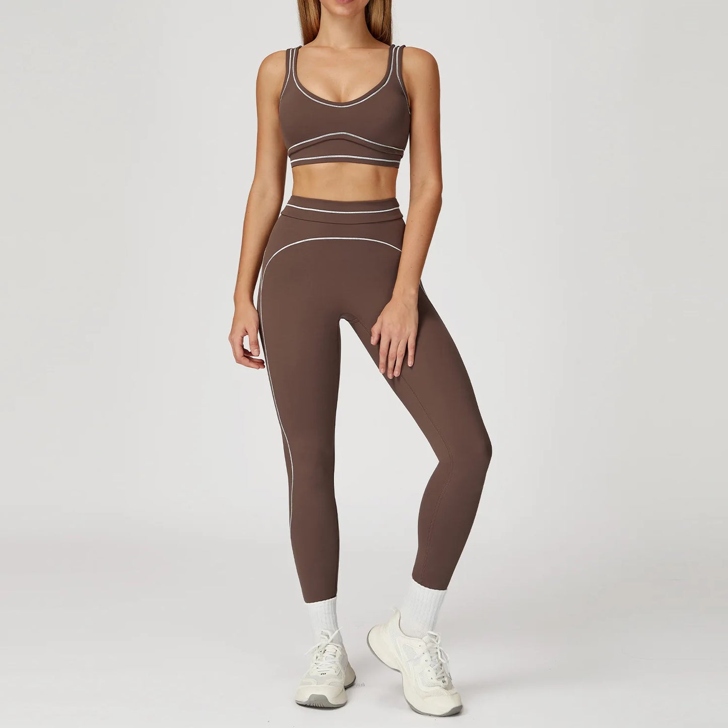 Yoga Set 2 Pieces Women Tracksuit Workout Outfits Fitness Sportswear Gym Clothes High Waist Leggings Sports Bra