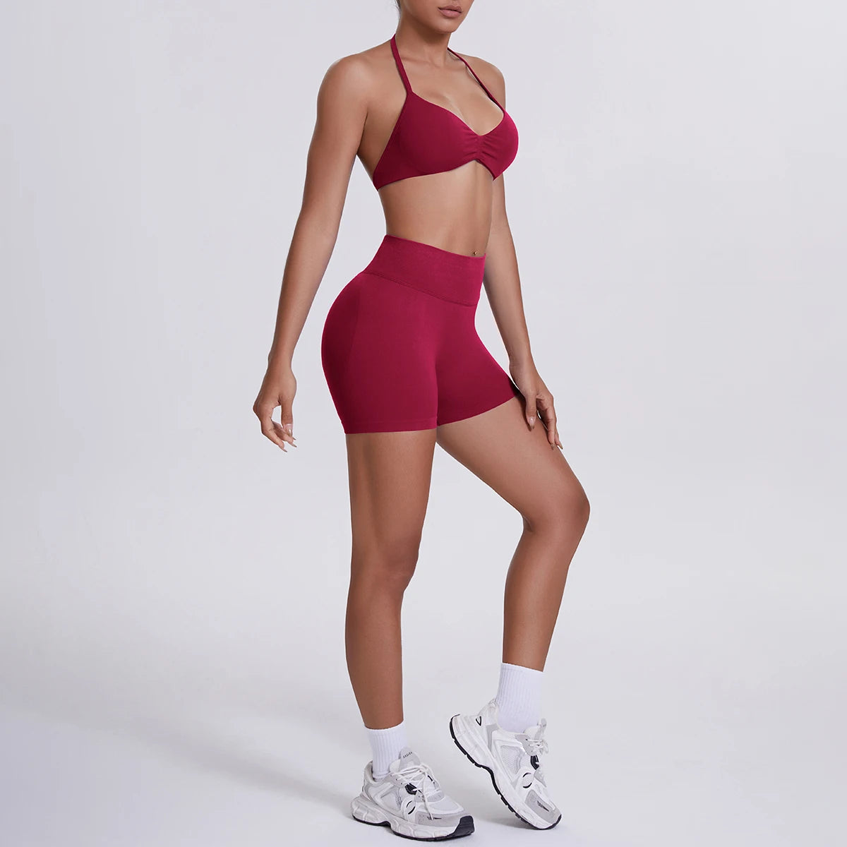 2 Pieces Yoga Set Sexy Backless Women Bra Summer Workout Gym Clothing High Waist Hip Push Up Breathable Fitness Shorts Yoga Set