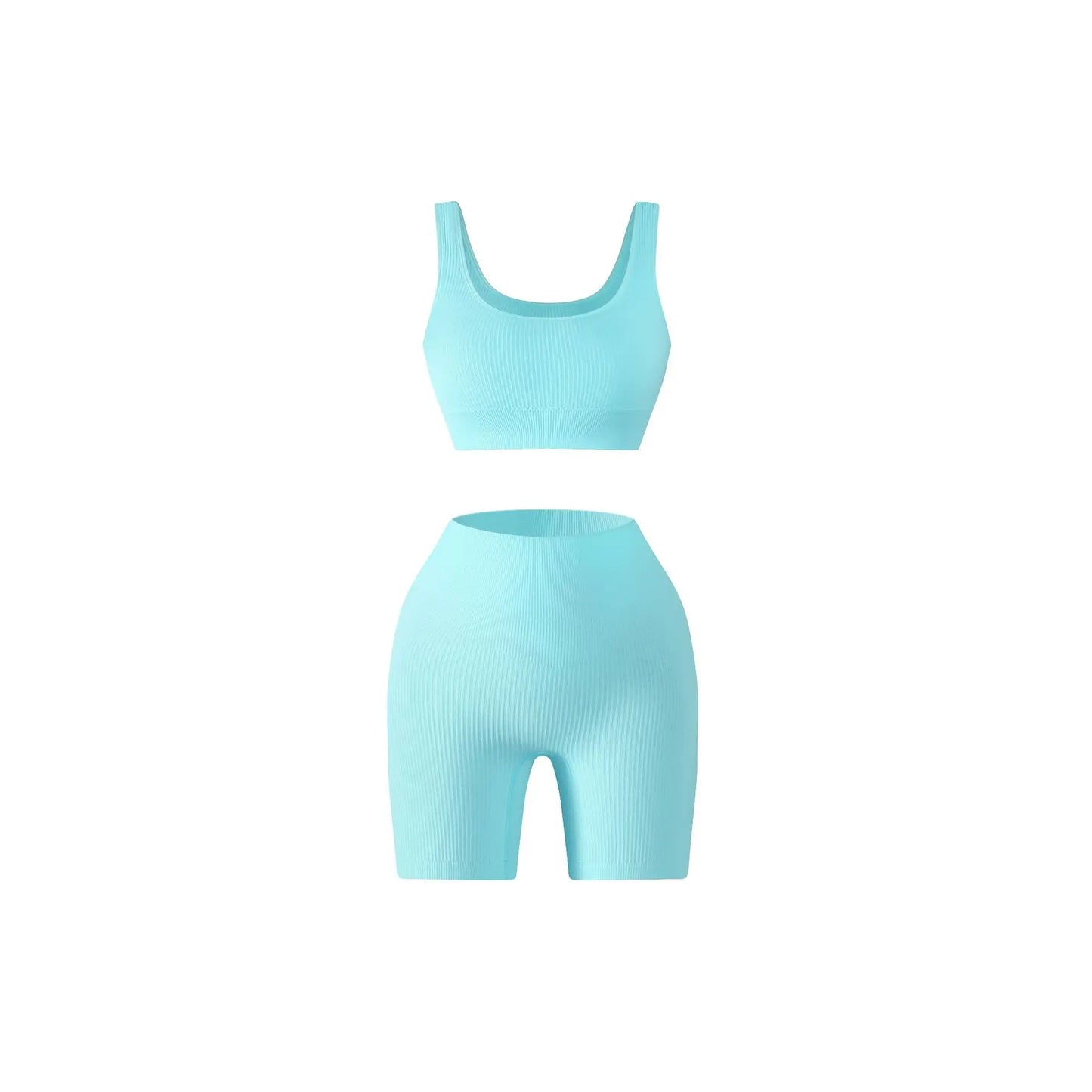 Women Seamless Yoga Set High Waist Biker Shorts Sports Bra Workout Outfit Summer