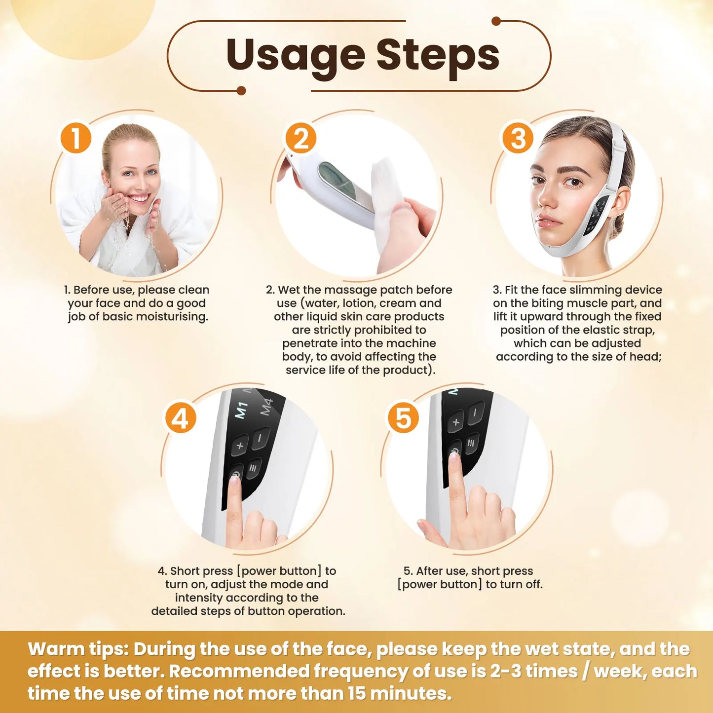 Electric V Face Lifting Beauty Device 6 Modes 8 Levels EMS Micro-current Firming Facial Massager Double Chin Removal Skin Care