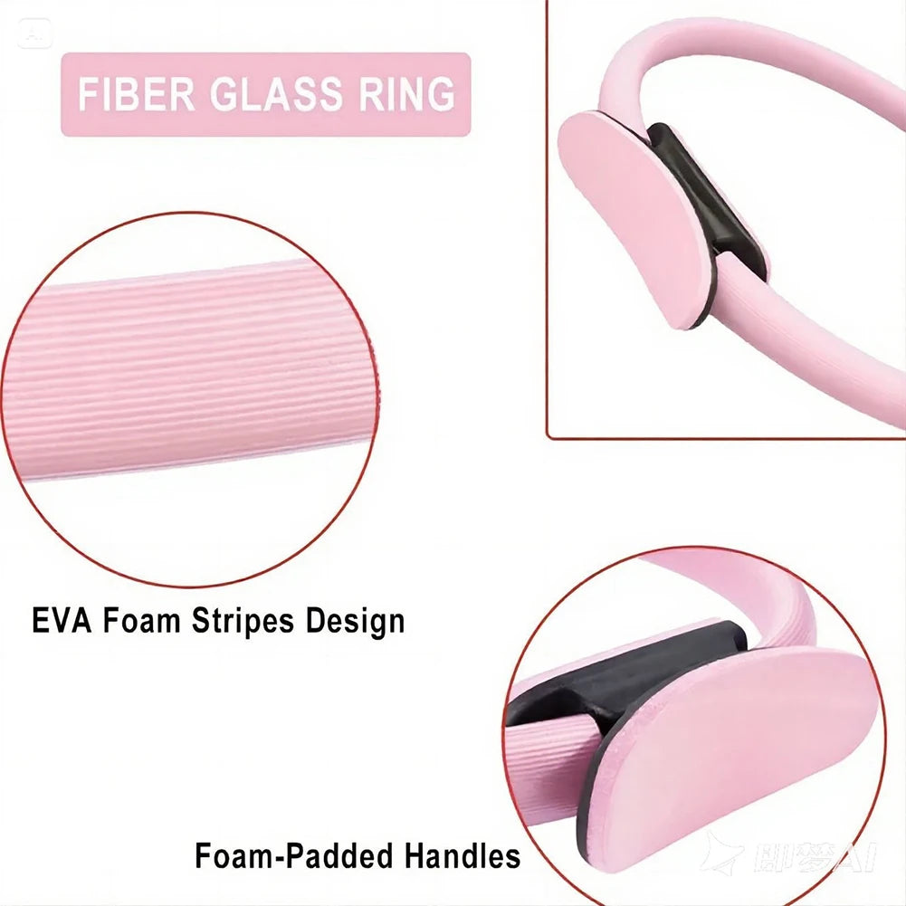 Pilates Ring Fitness Circle with Non Slip Handles Flexible Resistance Exercise Equipment for Toning Inner & Outer Thighs