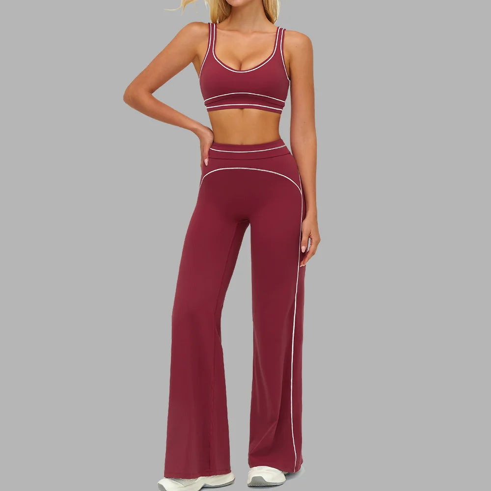 Yoga Set 2 Pieces Women Tracksuit Workout Outfits Fitness Sportswear Gym Clothes High Waist Leggings Sports Bra