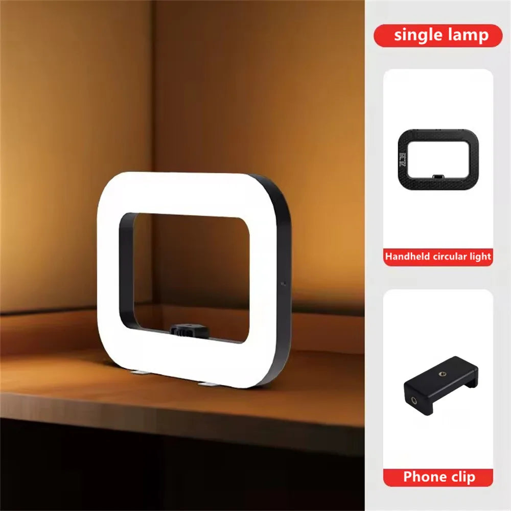 FANGTUOSI New Handheld Ring LED Rechargeable Fill light Portable Mobile Phone Live Photography Desktop Rabbit Cage Selfie Light