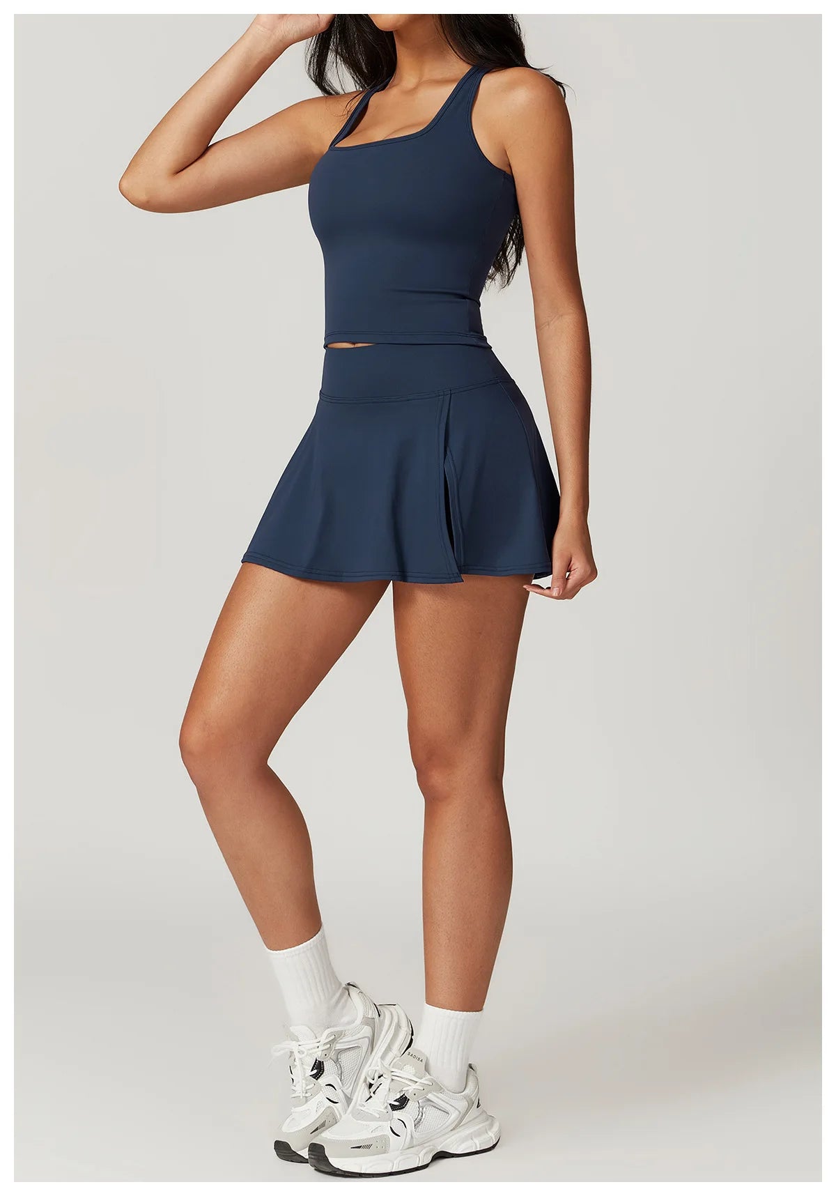 Tight Tennis Skirt Set Yoga Clothing Anti-Shine Bottom Pants Set Quick Dry High Waisted Hip Lifting Running Fitness Exercise Set