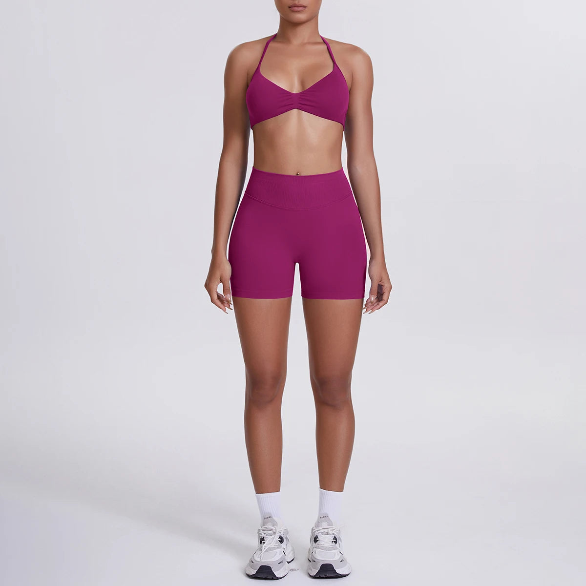 2 Pieces Yoga Set Sexy Backless Women Bra Summer Workout Gym Clothing High Waist Hip Push Up Breathable Fitness Shorts Yoga Set