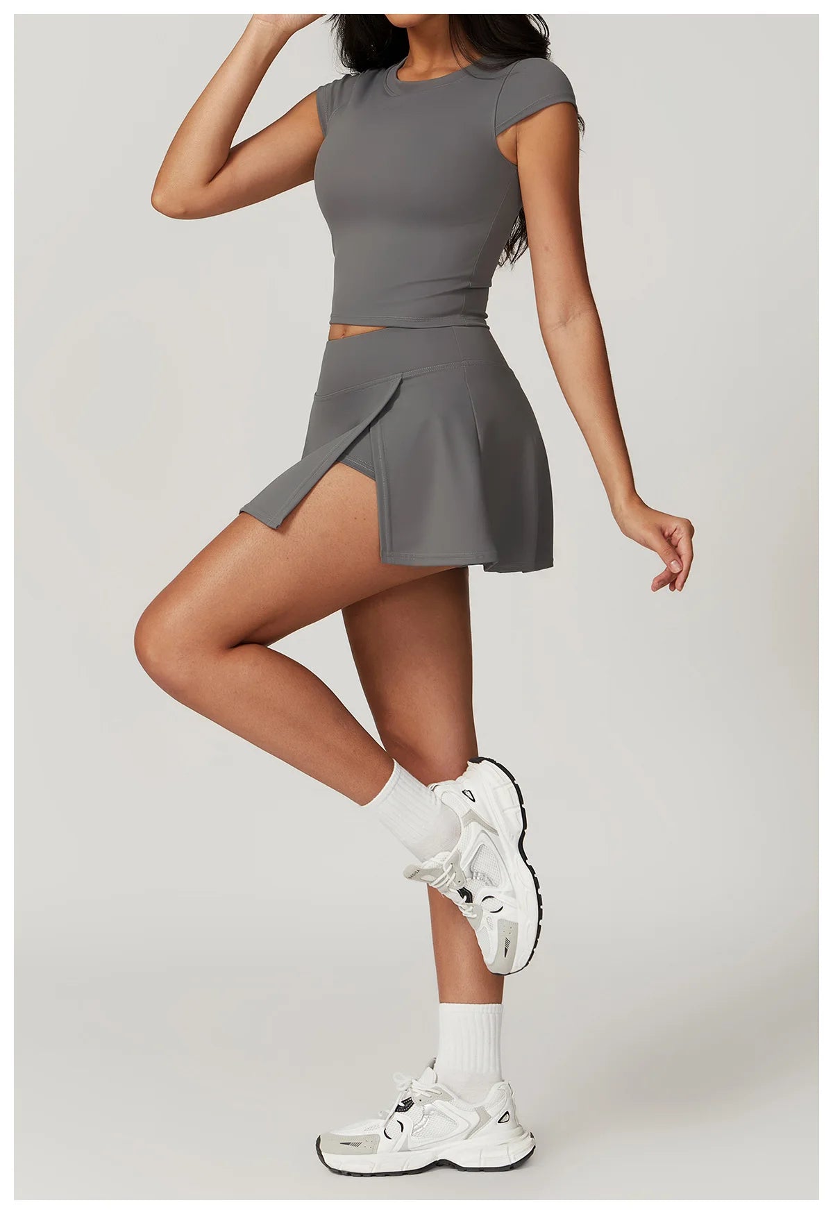Tight Tennis Skirt Set Yoga Clothing Anti-Shine Bottom Pants Set Quick Dry High Waisted Hip Lifting Running Fitness Exercise Set