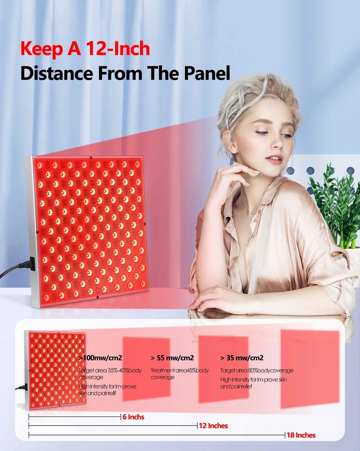 LED Red Light Therapy Panel Lamp for Facial Anti Aging Skin Care Beauty