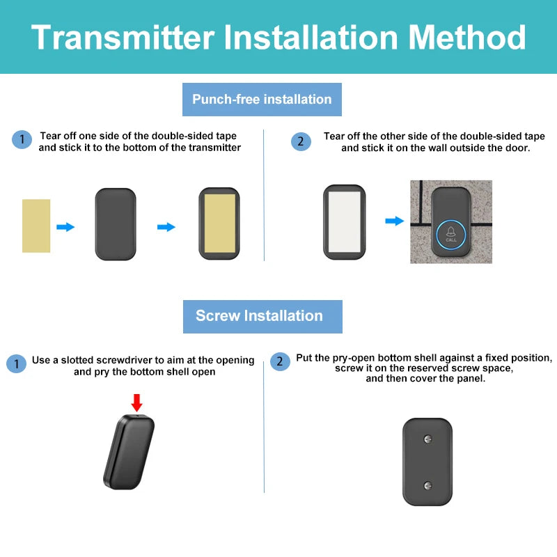 Wireless Doorbell Intelligent Welcome Door Bell 300M/984 FT
