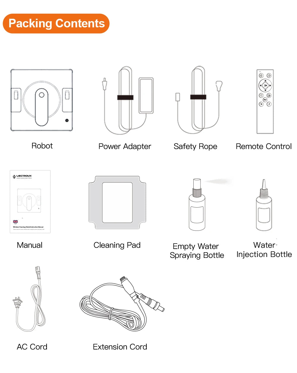 Robot Window Cleaner LIECTROUX YW509,4-Way Water Spray,Home Wall Glass Window Robot Vacuum Cleaner,Updated Laser,Smart Memory