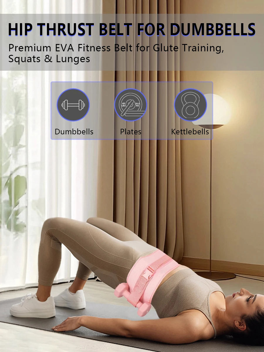 Exercise Hip Thrust Belt -Dumbbell Hip Thrust Belt, Thicken & Widen, Comfortable for Dumbbells, Kettlebells,Gym or Home Workouts