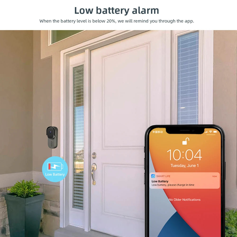 Tuya Video Doorbell WiFi Wireless Door Bell DC AC Battery Powered 1080P 2MP Waterproof