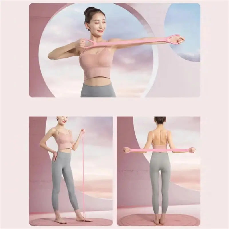 Pilates Resistance Band 8 Shaped Elastic Stretcher Home Fitness Open Shoulder Back Shaping Pulling Band Shoulder Exercise Rope