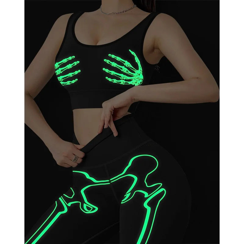 LEOSOXS Digital Printing 2piece Yoga Set Running Sports Gym Cycling Workout Comfortable