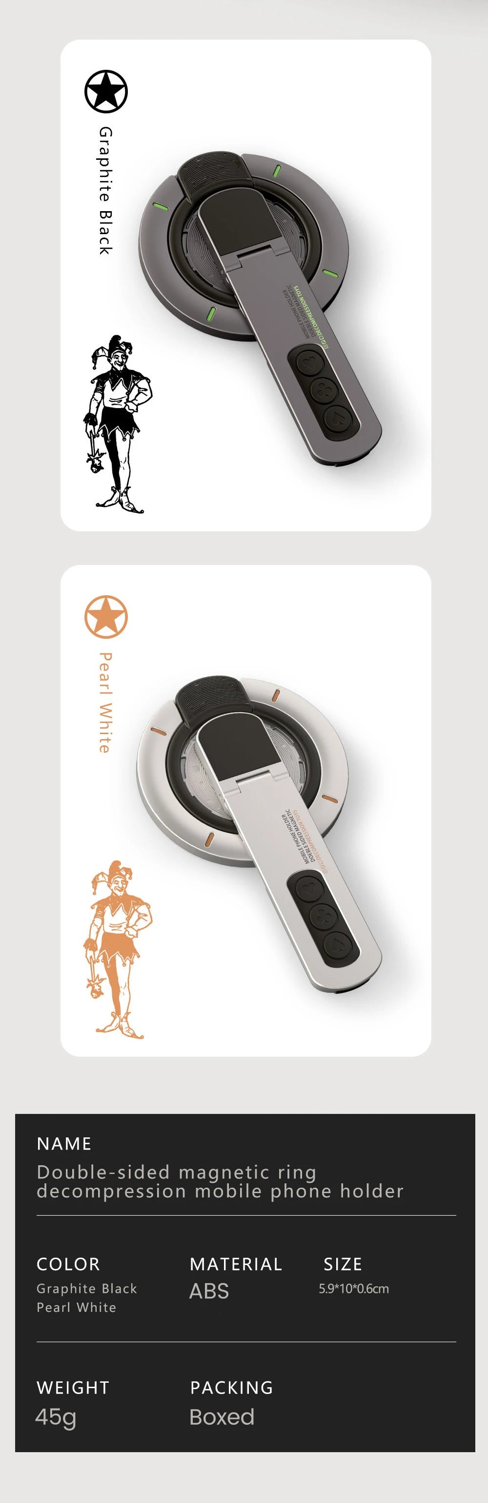 3-in-1 Magnetic Finger Ring Holder Rotate Double-Sided Magnetic Phone Stand for iPhone 17 16 15 14 13 12 MagSafe