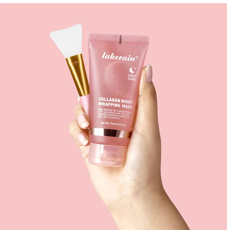 Collagen Wrapping Mask And Brush Set Rejuvenation Moisturize Brightening Korean Face Mask Make Glowy Skin
