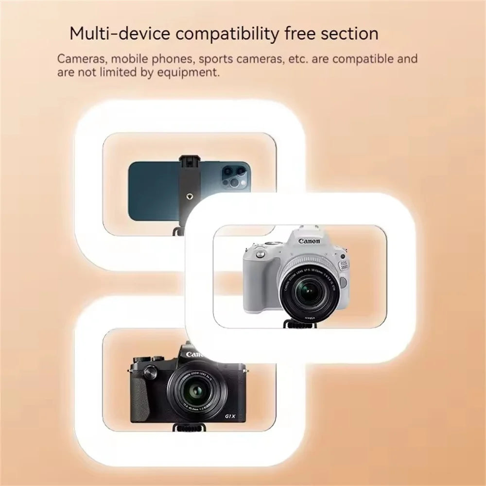 FANGTUOSI New Handheld Ring LED Rechargeable Fill light Portable Mobile Phone Live Photography Desktop Rabbit Cage Selfie Light