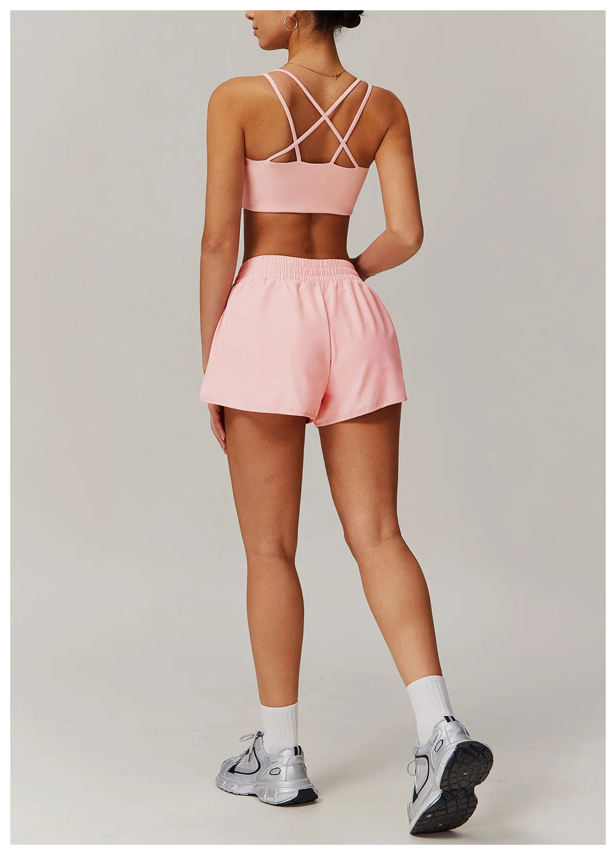 Naked Feeling Yoga Set Women Gym Workout Clothes Padded Sports Bra Outdoor Fitness Running Shorts High Waist Hip Lift Yoga Pants